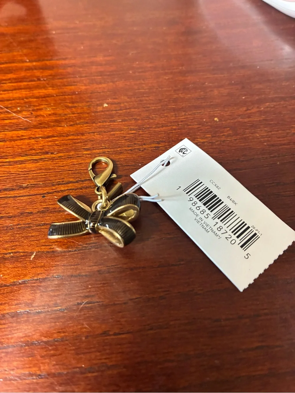 Coach Gold-Tone Bow Key & Card Holder Charm NWT